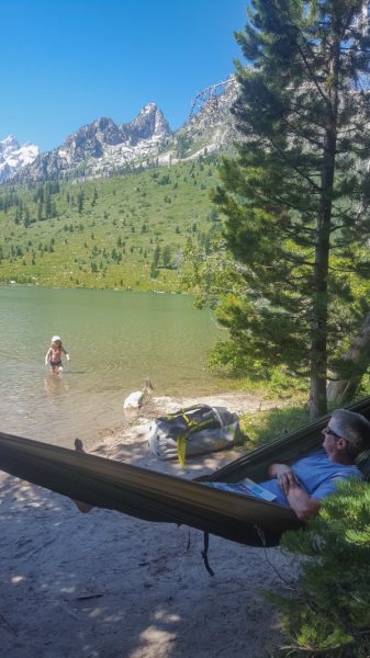 hammock and toddler at String Lake Tetons